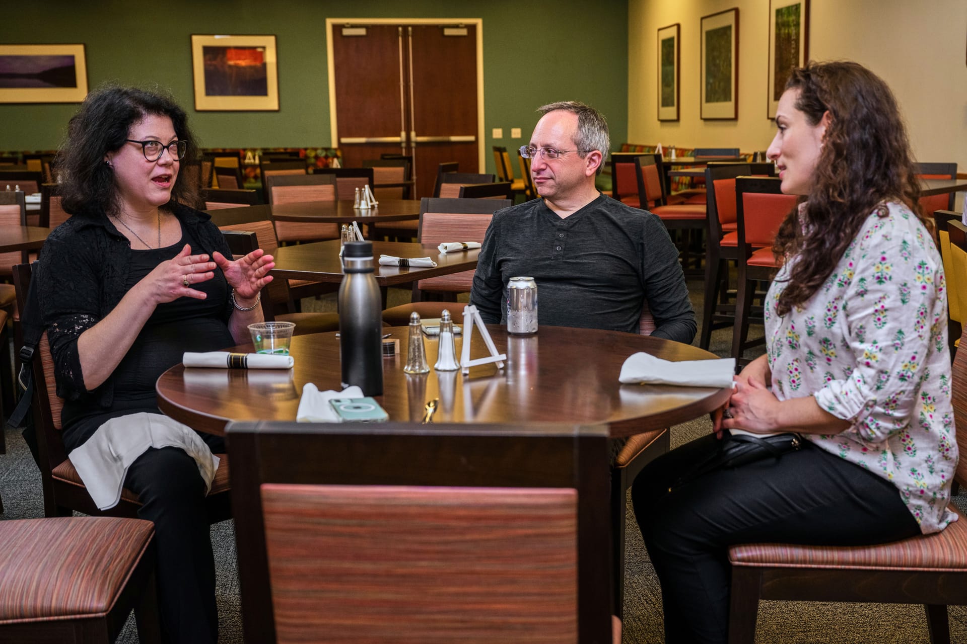 David, Katherine, and Sara Chatting